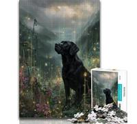 Teenager Jigsaw Black Labrador 1000 Piece Jigsaw Puzzles for Adults & Teens,Learning Educational Toys Family Games Enhance Love between Couples (50x75cm)