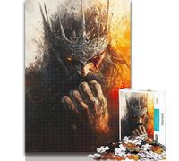 Teenager Jigsaw Blood Red Knight Jigsaws 1000 Pieces for Teenagers,Charcoal Art Staycation Kill Time for Home Decoration 50x75cm