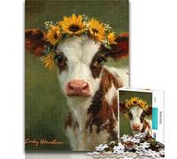 Teenager Jigsaw Brown Cow Adult Jigsaws 1000 Pieces Difficult,Vibrant And Unique Design Relaxing & Challenging Puzzle Experience 50x75cm