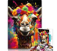 Teenager Jigsaw Camel Wearing Flowers 1000 Piece Jigsaw Puzzles for Adults & Teens,Learning Educational Toys Family Games Enhance Love between Couples 75x50cm