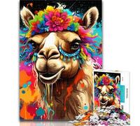 Teenager Jigsaw Camel Wearing Flowers 1000 Pieces Jigsaw Puzzle for Adults& Teens,Educational Toys Is Ideal As A Gift for The Whole Family 26x38cm