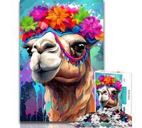 Teenager Jigsaw Camel Wearing Flowers Puzzles for Adults Teens 1000 Pieces,Perfect for Game Nights, Colorful Toy for Home Gift 75x50cm
