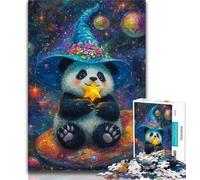 Teenager Jigsaw Cartoon Panda Wizard Jigsaw Puzzle 1000 Pieces for Teenagers,Stress Reliever Staycation Kill Time Funny Gift (50x75cm)
