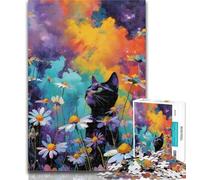 Teenager Jigsaw Cat And Daisy Jigsaw Puzzle 1000 Pieces for Teenagers,Toys Educational Games Stress Relieving Unique Home Decor And Gifts 50x75cm