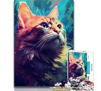 Teenager Jigsaw Cat Color 1000 Pieces Jigsaw Puzzle for Adults& Teens,Educational Toys Is Ideal As A Gift for The Whole Family (38x26cm)