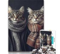 Teenager Jigsaw Cat Couple 1000 Pieces Jigsaw Puzzle for Adults& Teens,Educational Game for Birthday, Chrismas for Ages 14+ 26x38cm