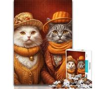 Teenager Jigsaw Cat Couple Jigsaws 1000 Pieces for Teenagers,Charcoal Art Staycation Kill Time for Home Decoration 26x38cm