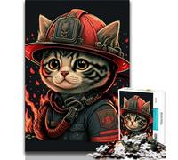 Teenager Jigsaw Cat Fireman Puzzles for Adults Teens 1000 Pieces,Perfect for Game Nights, Colorful Toy for Home Gift (38x26cm)