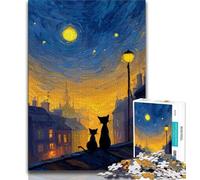 Teenager Jigsaw Cat Under The Night Sky 1000 Piece Jigsaw Puzzle for Adults Teens,is Ideal As A Gift for The Whole Family Suitable for And 14 (26x38cm)