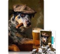 Teenager Jigsaw Cattle Dog Smoking 1000 Piece Jigsaw Puzzle for Adults Teens,is Ideal As A Gift for The Whole Family Suitable for And 14 26x38cm