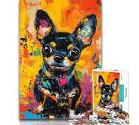 Teenager Jigsaw Chihuahua Dog Jigsaws 1000 Pieces for Teenagers,Charcoal Art Staycation Kill Time for Home Decoration 26x38cm