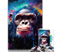 Teenager Jigsaw Chimpanzee 1000 Pieces Jigsaw Puzzle for Adults& Teens,Educational Toys Is Ideal As A Gift for The Whole Family 75x50cm