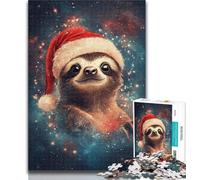 Teenager Jigsaw Christmas Sloth 1000 Piece Jigsaw Puzzle for Adults And Teenagers,Family Game Stress Reliever Difficult Challenge Secret Santa Gifts 50x75cm
