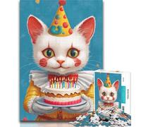 Teenager Jigsaw Clown Cat 1000 Piece Jigsaw Puzzles for Teenagers Gifts,Relax Games Is Ideal As A Gift for The Whole Family 26x38cm