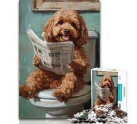 Teenager Jigsaw Cockapoo on The Toilet 1000 Pieces Jigsaw Puzzle for Adults& Teens,Educational Game for Birthday, Chrismas for Ages 14+ 50x75cm