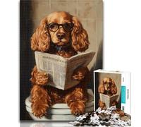 Teenager Jigsaw Cocker Spaniel Sitting Toilet 1000 Pieces Jigsaw Puzzle for Adults& Teens,Educational Game for Birthday, Chrismas for Ages 14+ 50x75cm