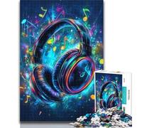 Teenager Jigsaw Color Headphones 1000 Piece Jigsaw Puzzles for Adults,Wall Decoration Unique Birthday And Xmas Gifts Suitable for And 14 26x38cm