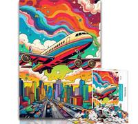 Teenager Jigsaw Colorful Airplane 1000 Piece Jigsaw Puzzles for Adults & Teens,Learning Educational Toys Family Games Enhance Love between Couples 75x50cm