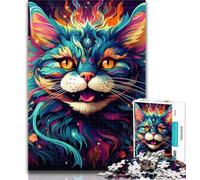 Teenager Jigsaw Colorful Art Cat Jigsaw Puzzle 1000 Pieces for Adults,Family Game Stress Reliever Difficult Challenge Great Gifts And Toys 75x50cm