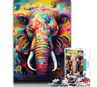 Teenager Jigsaw Colorful Art Elephant 1000 Pieces Jigsaw Puzzle for Adults& Teens,Educational Toys Is Ideal As A Gift for The Whole Family 75x50cm