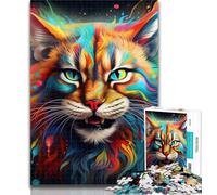 Teenager Jigsaw Colorful Art Lynx 1000 Pieces Jigsaw Puzzles For Teens And Adults,Stress Reliever Difficult Challenge Enhance Love between Couples 75x50cm