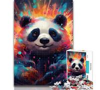 Teenager Jigsaw Colorful Art Panda 1000 Piece Jigsaw Puzzles for Adults & Teens,Learning Educational Toys Family Games Enhance Love between Couples 26x38cm