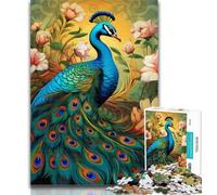 Teenager Jigsaw Colorful Art Peacock Puzzles for Adults Teens 1000 Pieces,Perfect for Game Nights, Colorful Toy for Home Gift 75x50cm