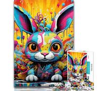 Teenager Jigsaw Colorful Art Rabbit 1000 Pieces Jigsaw Puzzle for Adults& Teens,Educational Toys Is Ideal As A Gift for The Whole Family 75x50cm