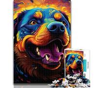Teenager Jigsaw Colorful Art Rottweiler 1000 Pieces Jigsaw Puzzle for Adults& Teens,Educational Toys Is Ideal As A Gift for The Whole Family 26x38cm