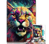 Teenager Jigsaw Colorful Cougar 1000 Pieces Jigsaw Puzzles For Teens And Adults,Stress Reliever Difficult Challenge Enhance Love between Couples 75x50cm