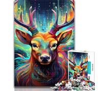 Teenager Jigsaw Colorful Deer 1000 Piece Jigsaw Puzzles for Adults & Teens,Learning Educational Toys Family Games Enhance Love between Couples 75x50cm