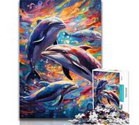Teenager Jigsaw Colorful Dolphins 1000 Pieces Jigsaw Puzzle for Adults& Teens,Decompressing Intellectual Educational Toy Birthday Present, Gifts 50x75cm