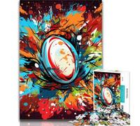 Teenager Jigsaw Colorful Rugby 1000 Pieces Jigsaw Puzzle for Adults& Teens,Educational Toys Is Ideal As A Gift for The Whole Family 26x38cm