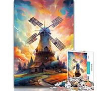 Teenager Jigsaw Colorful Windmills 1000 Piece Jigsaw Puzzles for Adults Gifts,Challenging Game Toys for Is Ideal As A Gift for The Whole Family 75x50cm