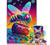 Teenager Jigsaw Colourful Bees 1000 Piece Jigsaw Puzzles,for Is Ideal As A Gift for The Whole Family for And 14 Years Old 50x75cm