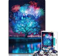Teenager Jigsaw Colourful Dream Firework Tree Jigsaw Puzzle 1000 Pieces for Adults,Challenging Game And Family Play Secret Santa Gifts 26x38cm