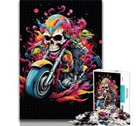 Teenager Jigsaw Colourful Skull Motorcycle Jigsaw Puzzles 1000 Pieces for Adults Teens,Learning Educational Toys Family Games Birthday Present, Gifts 50x75cm