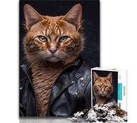 Teenager Jigsaw Cool Tabby Cat 1000 Pieces Jigsaw Puzzle for Adults& Teens,Educational Toys Is Ideal As A Gift for The Whole Family (50x75cm)