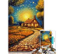 Teenager Jigsaw Countryside Under The Night Sky 1000 Piece Jigsaw Puzzle for Adults And Teenagers,Family Game Stress Reliever Difficult Challenge Secret Santa Gifts 26x38cm