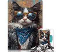 Teenager Jigsaw Cowboy Cat Jigsaws Puzzles 1000 Pieces for Adults Gifts,for Educational Game Challenge Toy Artists Collection, Fine Art (50x75cm)