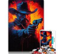 Teenager Jigsaw Cowboy Oil Painting 1000 Piece Jigsaw Puzzle for Adults And Teenagers,Family Game Stress Reliever Difficult Challenge Secret Santa Gifts 26x38cm