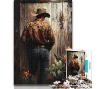 Teenager Jigsaw Cowboy Oil Painting Adult Jigsaws 1000 Pieces Difficult,Learning Educational Toys Family Games Birthday Present, Gifts 26x38cm