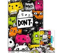 Teenager Jigsaw Cute Abstract Cat 1000 Piece Jigsaw Puzzles for Teenagers Gifts,Relax Games Is Ideal As A Gift for The Whole Family 26x38cm