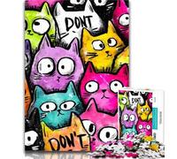 Teenager Jigsaw Cute Abstract Cat 1000 Pieces Jigsaw Puzzle for Adults& Teens,Decompressing Intellectual Educational Toy Birthday Present, Gifts 26x38cm