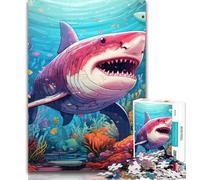 Teenager Jigsaw Cute Shark 1000 Pieces Jigsaw Puzzle for Adults& Teens,Educational Toys Is Ideal As A Gift for The Whole Family 26x38cm
