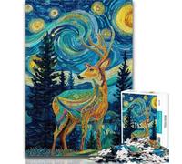 Teenager Jigsaw Deer Under The Night Sky 1000 Piece Jigsaw Puzzles for Adults,Family Game Birthday Gifts.Challenge High Difficulty 50x75cm