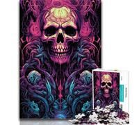 Teenager Jigsaw Demon Skull with Purple Eyes 1000 Piece Jigsaw Puzzles for Adults,Wall Decoration Unique Birthday And Xmas Gifts Suitable for And 14 50x75cm