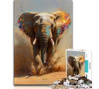 Teenager Jigsaw Desert Elephants 1000 Piece Jigsaw Puzzles for Teenagers Gifts,Relax Games Is Ideal As A Gift for The Whole Family (26x38cm)