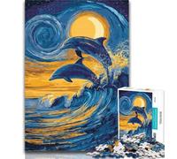 Teenager Jigsaw Dolphin Jigsaw Puzzle 1000 Pieces for Teenagers,Stress Reliever Staycation Kill Time Funny Gift 50x75cm