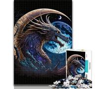 Teenager Jigsaw Dragon on The Moon 1000 Pieces Jigsaw Puzzles For Teens And Adults,Interesting Stress Reduction Parent-child Interaction 50x75cm